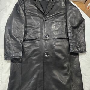 Calvin Klein Black Leather Trench Coat